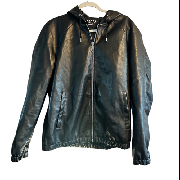 Leather look boohoo man jacket - Picture 4 of 11